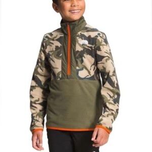 The North Face Kids' Youth Printed Glacier 1/4 Zip Sz Large Green Camouflage